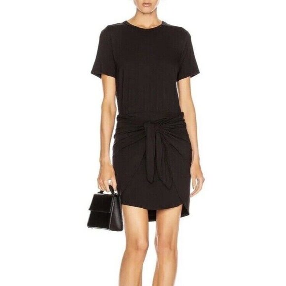 Veronica Beard Size Large Black Bernice Tie-Front Jersey Knit Coverup Dress - Picture 1 of 15